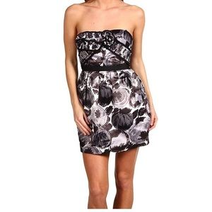 BCBG Black Combo Rosette Strapless Dress NWOT